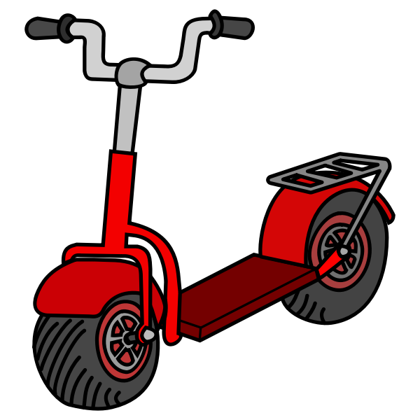 Vector illustration of red kick scooter