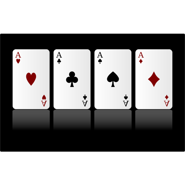 Vector image of four ace playing cards on black background