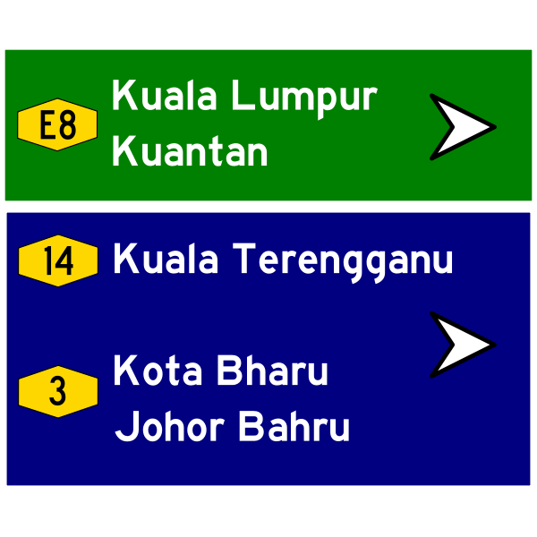 Malaysian road sign to Kuala Lumpur vector illustration | Free SVG