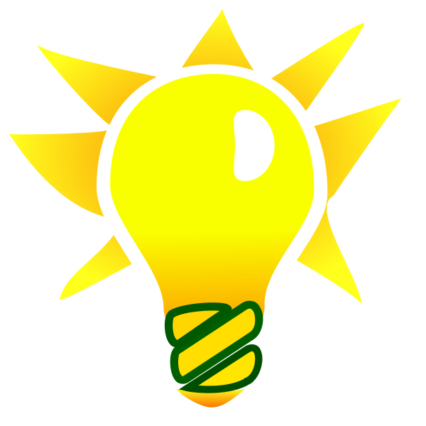 Vector drawing of green energy glowing bulb