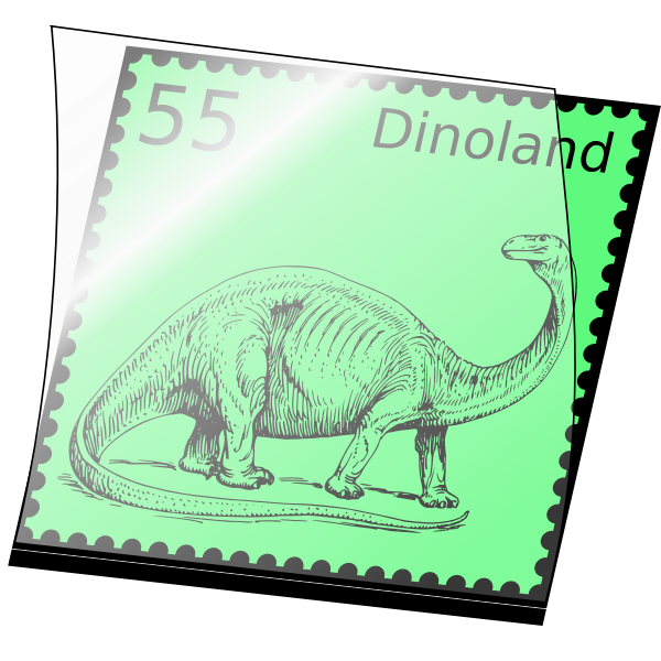 Vector clip art of postage stamp with dinosaur