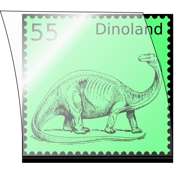 Vector illustration of dinosaur postal stamp in an opened stamp mount