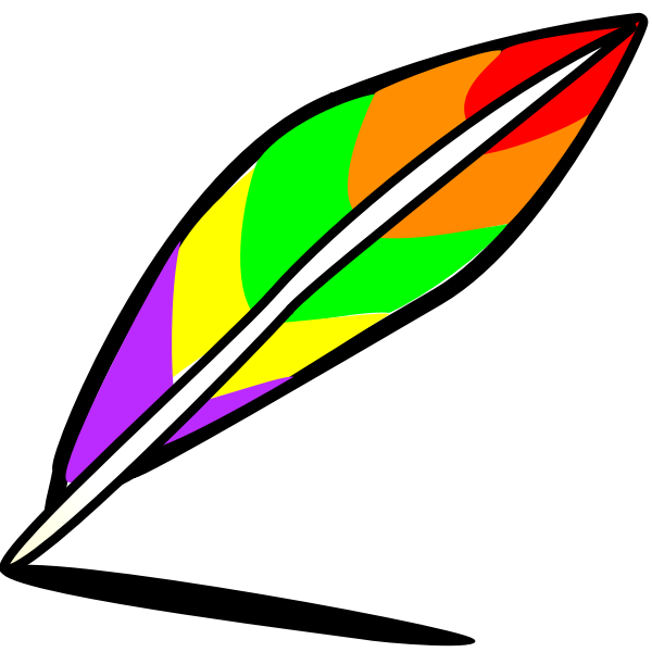 Drawing of rainbow colored feather