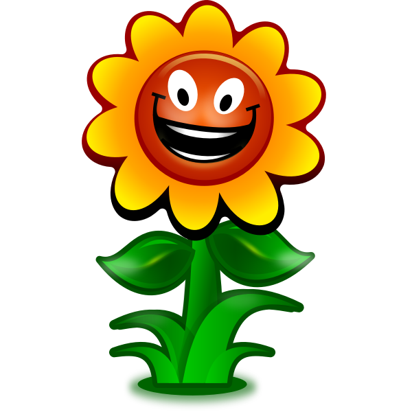 Vector image of game flower character smiling