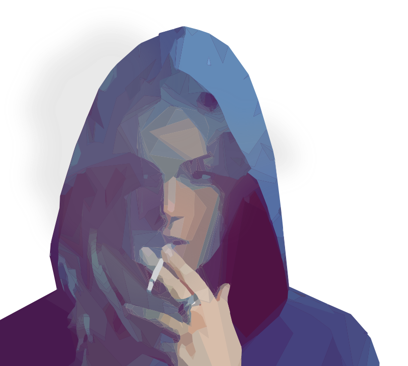 Lady in a hood smoking