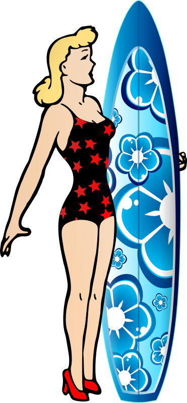 Lady with a surfboard