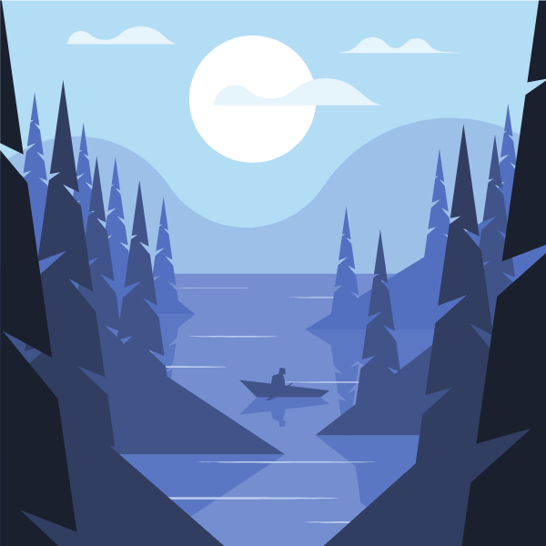 Lake landscape at night