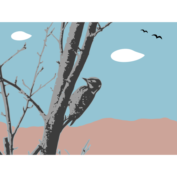 Landscape with woodpecker