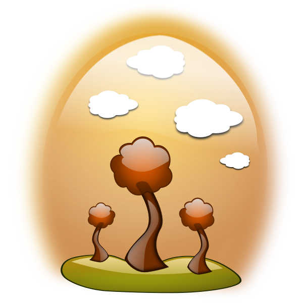 Fall landscape in egg-shaped frame vector image