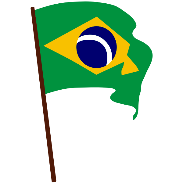Flag of Brazil on pole vector drawing