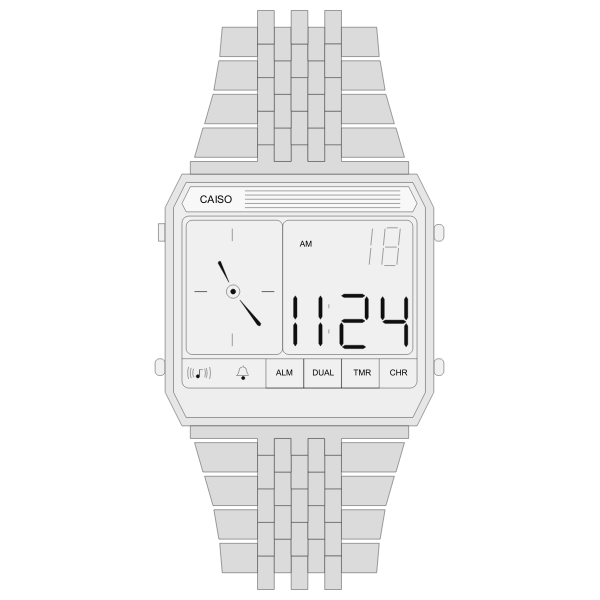 Digital watch with metal strap vector image