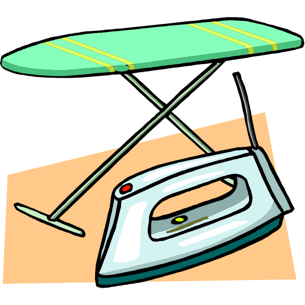 Ironing board and iron vector clip art