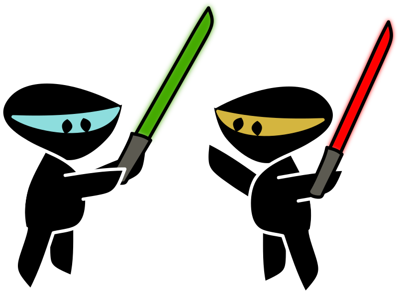 Ninjas with light sabres