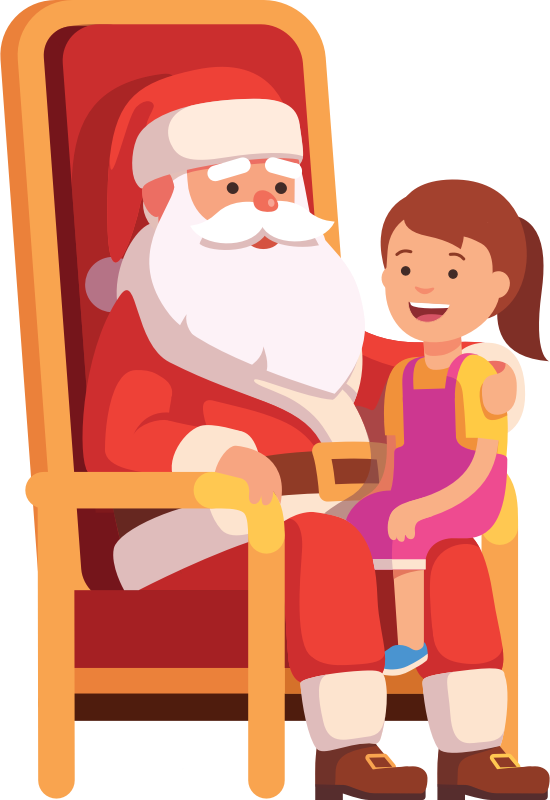 Little Girl Sitting On Santa's Lap