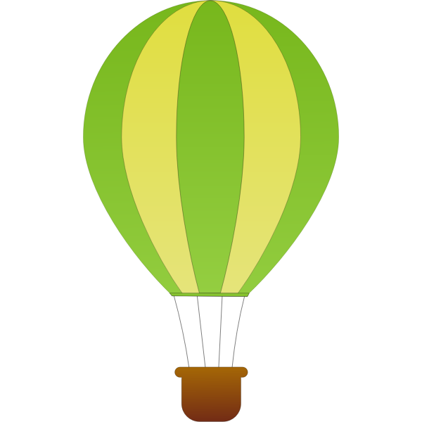 Vertical green and yellow stripes hot air balloon vector drawing
