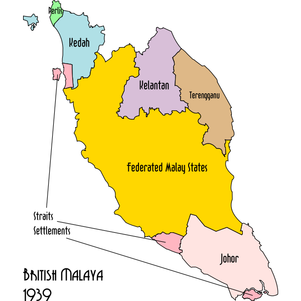 Malaya political map 1939