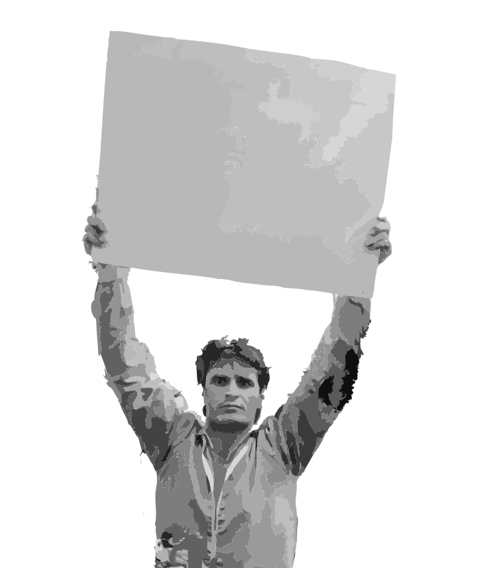 Man holding a blank sign