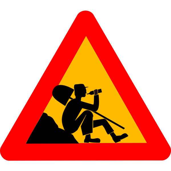 Vector clip art of man at work warning sign