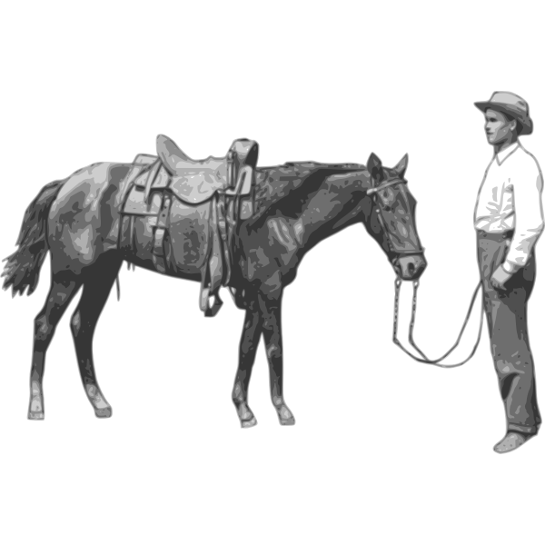 Man and his horse vector graphics