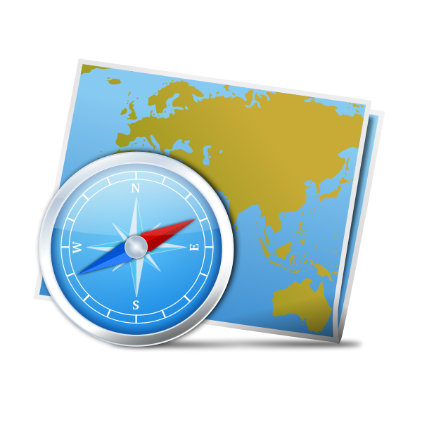 Map and compass vector image