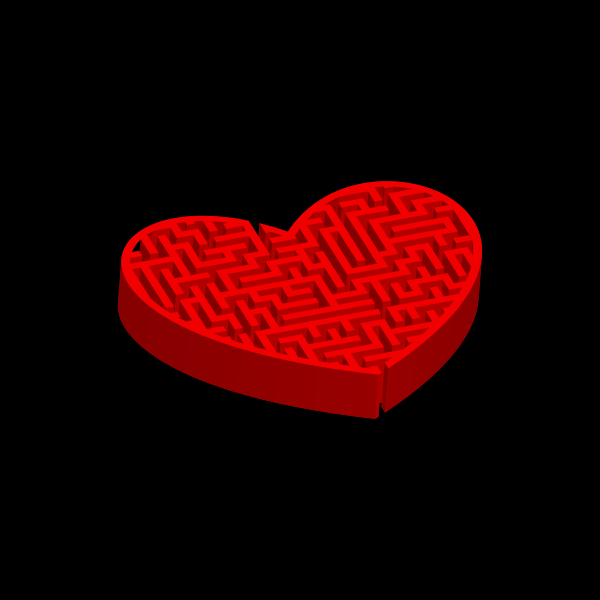 Maze heart vector graphics
