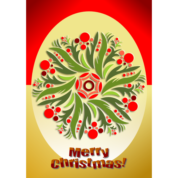 "Merry Christmas" poster with Christmas flowers vector clip art