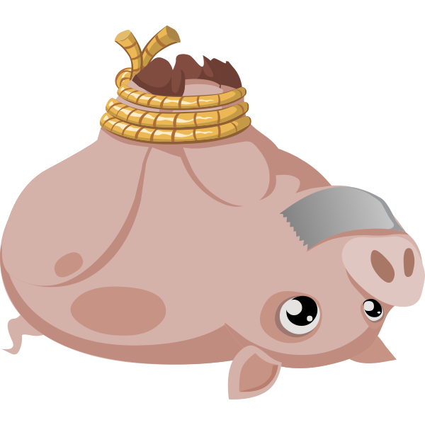 Vector drawing of tied pig