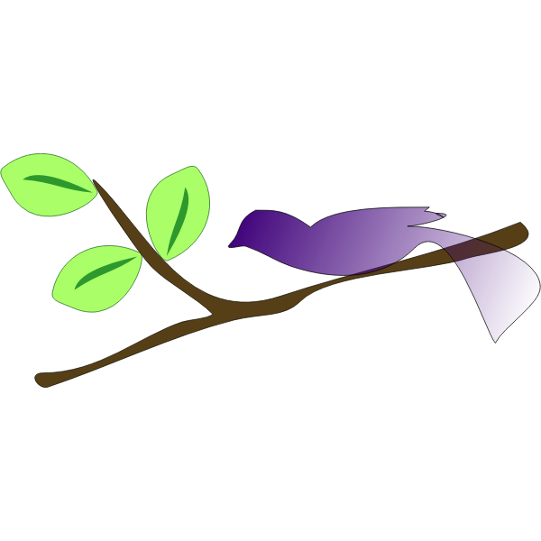 Vector illustration of gradient blue bird on a branch