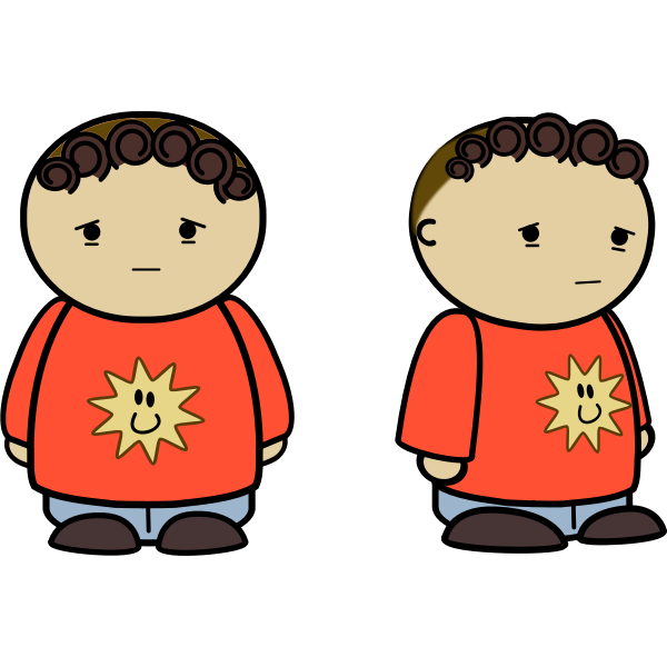 Vector graphics of sad comic boy in red shirt