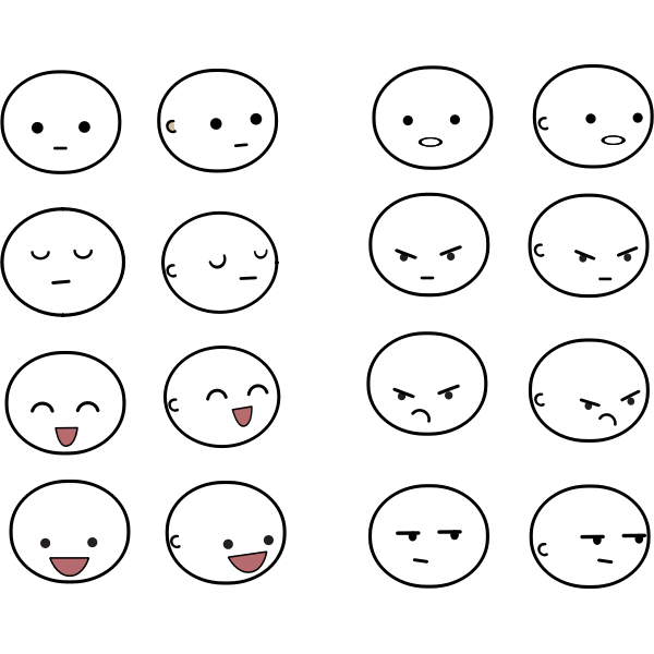 Vector drawing of ex<x>pressions emoticon-like sets