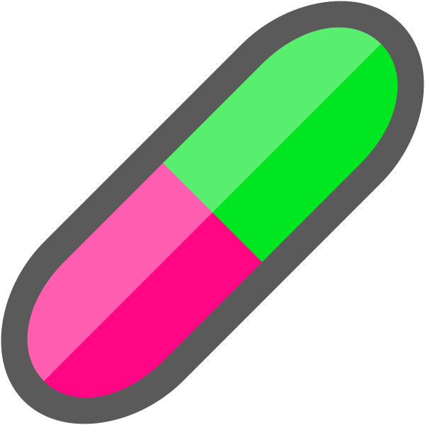 Pink and green capsule