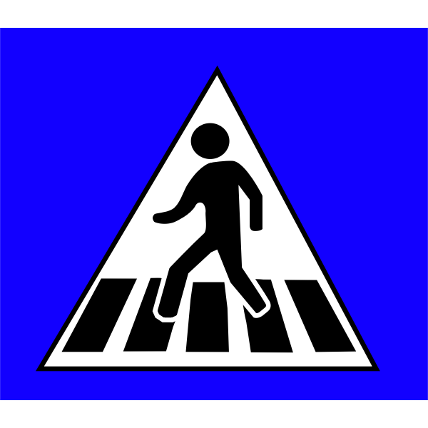 Pedestrian Crossing Traffic Caution Sign Vector Drawing Free Svg