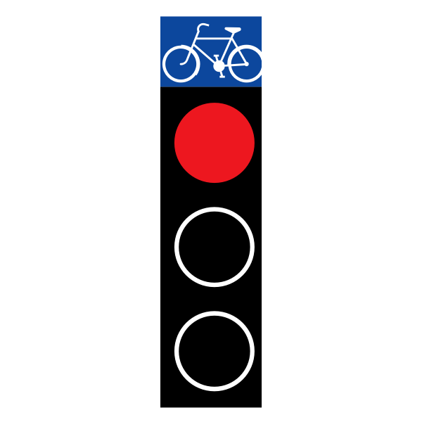 Vector drawing of red traffic light for bicycles