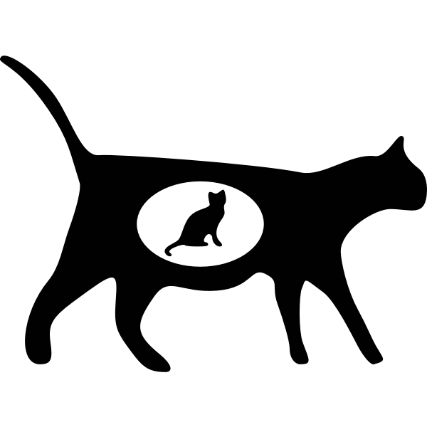 Silhouette vector image of a pregnant cat