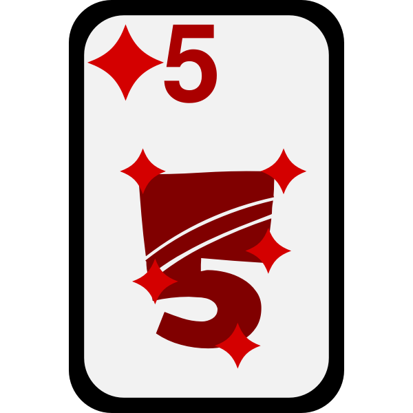 Five of Diamonds funky playing card vector clip art