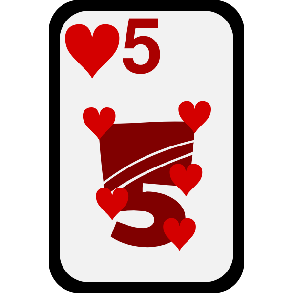 Five of Hearts funky playing card vector clip art