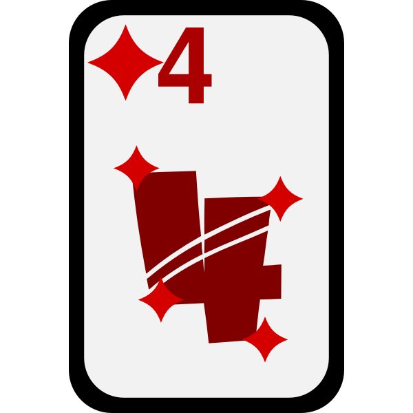 Four of Diamonds funky playing card vector clip art