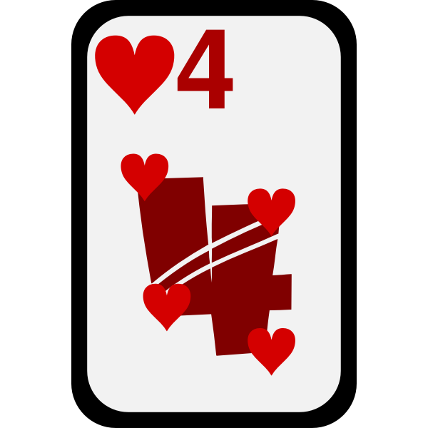Four of Hearts funky playing card vector clip art