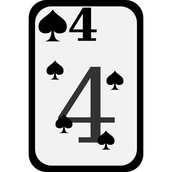Four of Spades funky playing card vector clip art