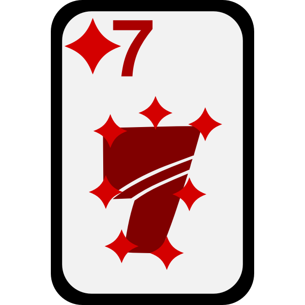 Seven of Diamonds funky playing card vector clip art
