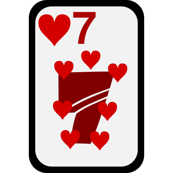 Seven of Hearts funky playing card vector clip art