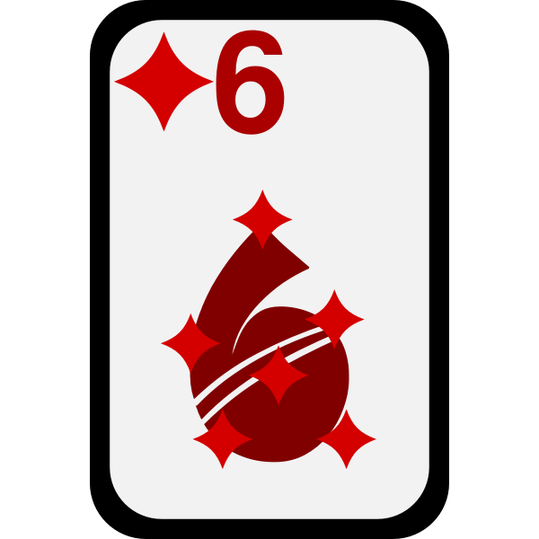 Six of Diamonds funky playing card vector clip art