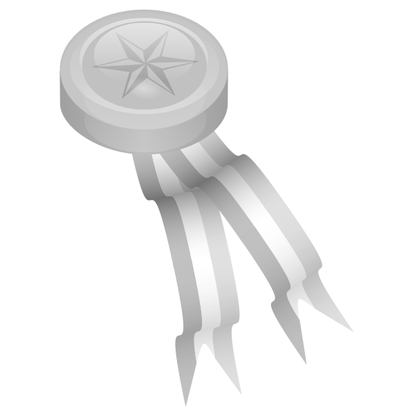 Silver medal with ribbons vector illustration