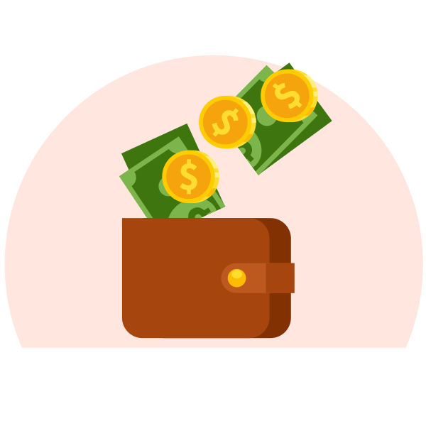 Wallet with Money and Coins