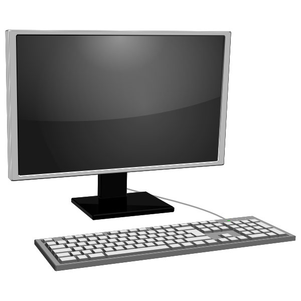 Desktop PC icon with gray monitor vector image