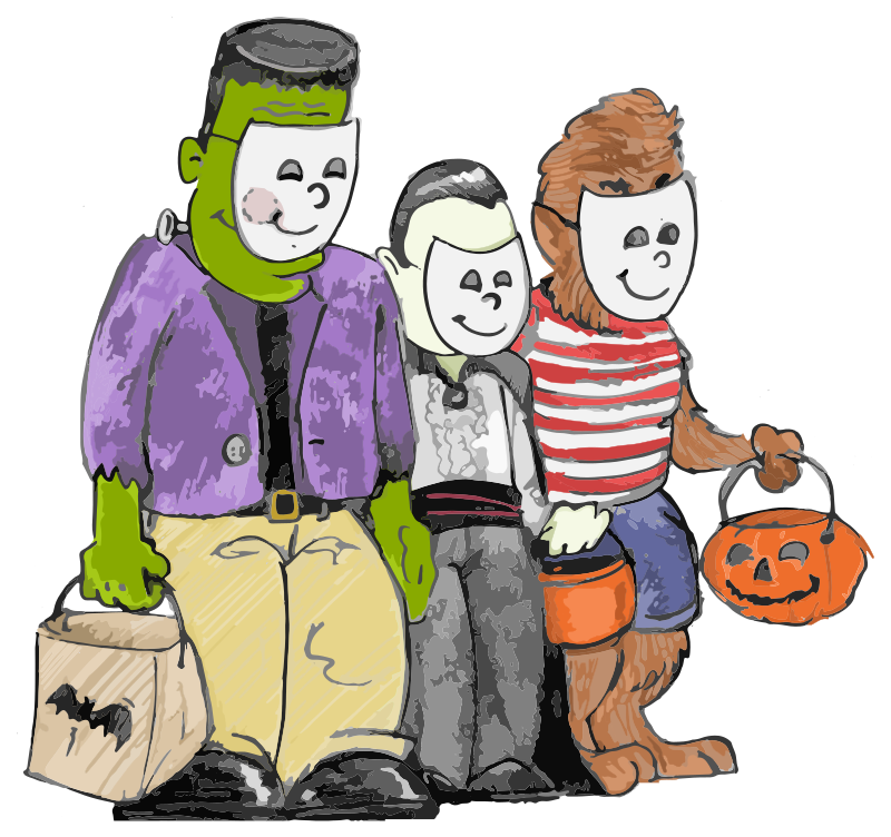 Monsters Trick Or Treating - Colored Image