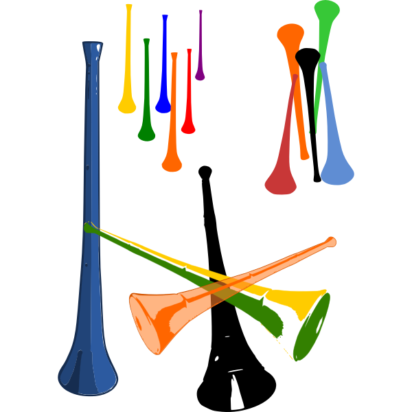 Vector illustration of plastic vuvuzelas
