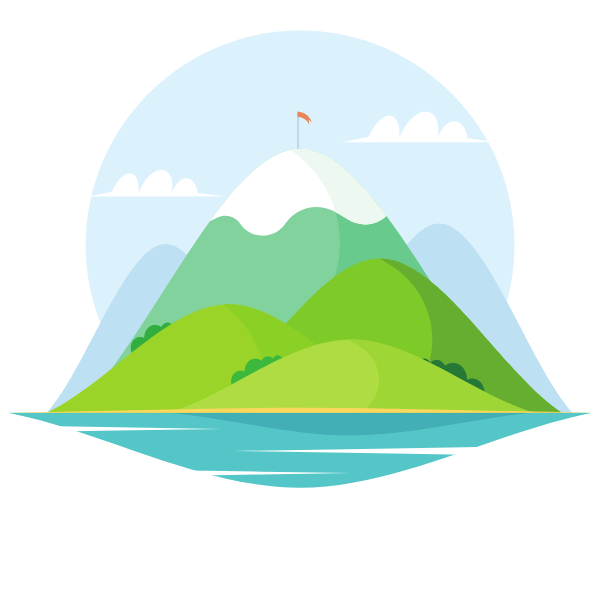 Mountain peak with a flag