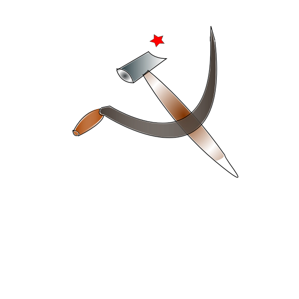 Sickle, hammer and red star vector image