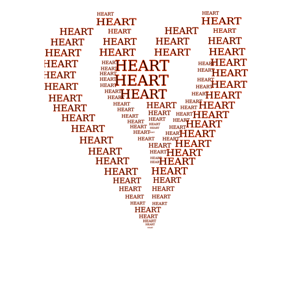 Heart shape outlined with words vector image